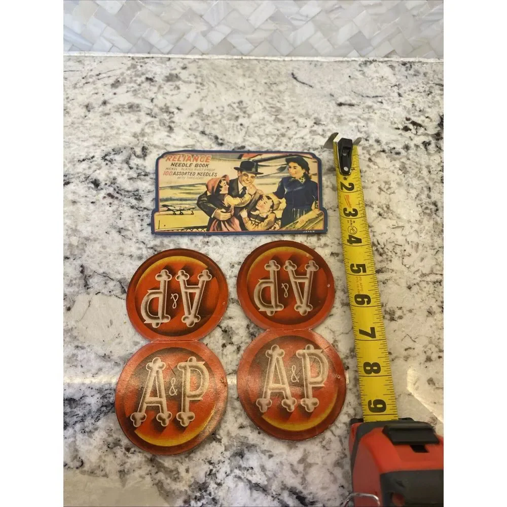 Vintage A&P & Reliance Grocery Store Sewing‎ Needle Cardboard Packets seamstress